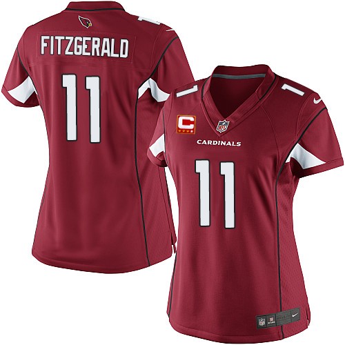 Women's Elite Larry Fitzgerald C Patch Nike Jersey Red Home - #11 NFL Arizona Cardinals